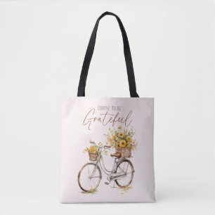 Tote Bag Choisissez d'être reconnaissant - Vélo et automne