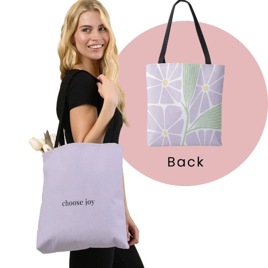 Tote Bag Choisissez Joy - Purple Florals Affirmation