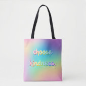 Tote Bag "Choisissez la gentillesse." Pastel Rainbow Gradie (Devant)