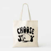 Tote Bag Choisissez la joie vitres d'été noir sur blanc (Dos)