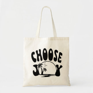 Tote Bag Choisissez la joie vitres d'été noir sur blanc