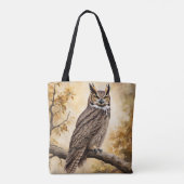 Tote Bag Chouette à cornes perchée dans un arbre (Dos)