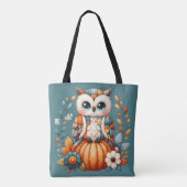 Tote Bag Chouette à écaille sur Citrouille — Chouette à cot (Dos)