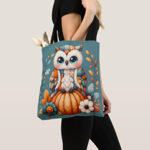 Tote Bag Chouette à écaille sur Citrouille — Chouette à cot