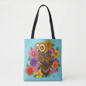 Tote Bag Chouette à fleurs (Devant)