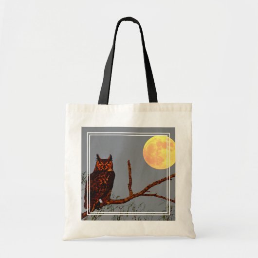 Tote Bag Chouette à grande corne | PLEINE LUNE (Devant)
