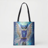 Tote Bag Chouette à vapeur bleue (Devant)
