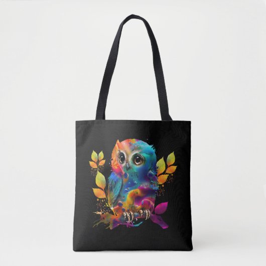 TOTE BAG CHOUETTE ABSTRAIT COLORÉ (Devant)
