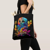 TOTE BAG CHOUETTE ABSTRAIT COLORÉ (De près)