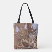 Tote Bag Chouette aux yeux clairs et dragon (Dos)