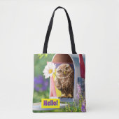 Tote Bag Chouette avec fleurs dans la boîte aux lettres (Devant)
