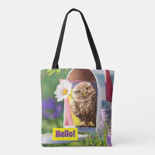 Tote Bag Chouette avec fleurs dans la boîte aux lettres (Dos)
