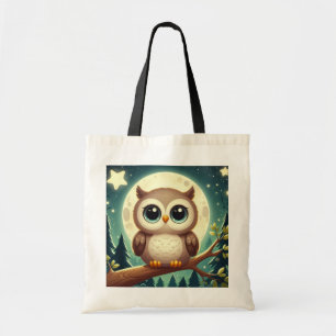 Tote Bag Chouette bébé la nuit avec lune