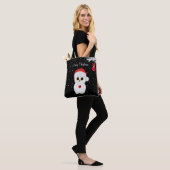 Tote Bag Chouette blanche de Noël sur noir (Sur le modèle)