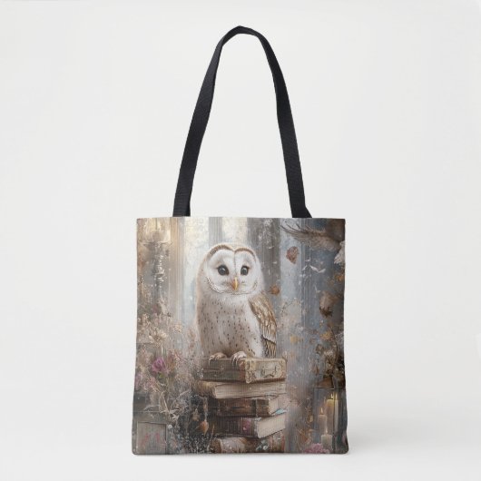 Tote Bag Chouette blanche lunaire Cadre naturel harmonieux (Devant)