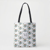 Tote Bag Chouette bleu monogramme Eucalyptus (Devant)