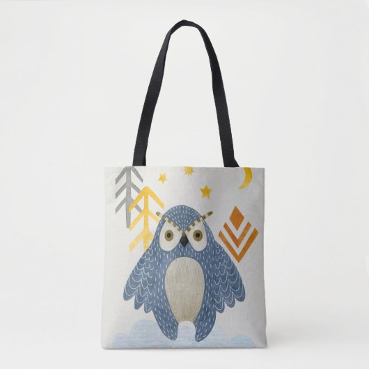 Tote Bag Chouette bleue dans la forêt (Devant)