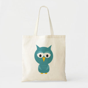 Tote Bag Chouette Cartoon Bleu Et Jaune