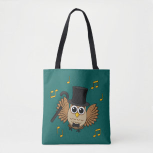 Tote Bag Chouette dansante mignonne avec notes musicales De