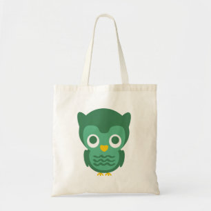 Tote Bag Chouette De Cartoon Vert Et Jaune 2
