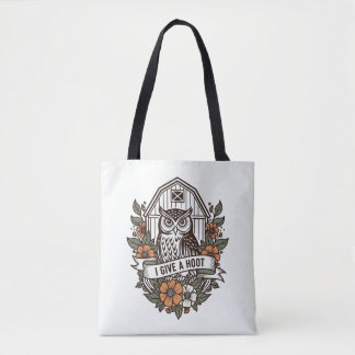 Tote Bag Chouette de grange rétro 'Je donne un coup de pied