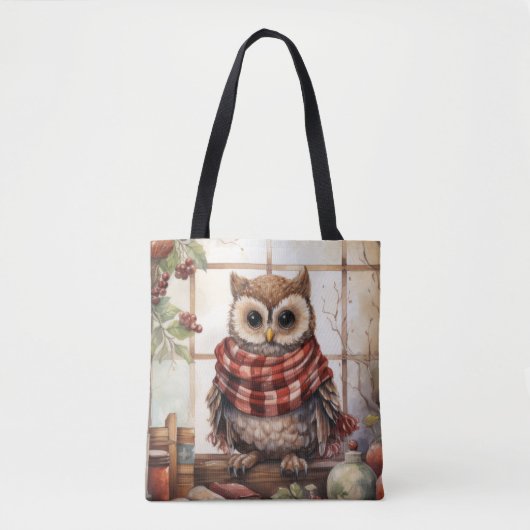 Tote Bag Chouette de Noël Cosy Chouette d'hiver Cosy (Devant)