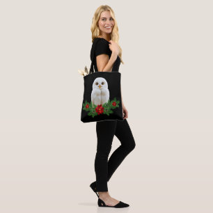 Tote Bag Chouette de Noël sous la neige blanche