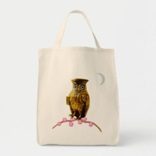 Tote Bag Chouette d'or et lune de croissant