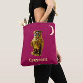 Tote Bag Chouette dorée & Croissant de Lune (De près)