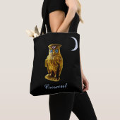 Tote Bag Chouette dorée & Croissant de Lune (De près)