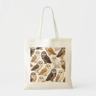 Tote Bag Chouette effraie motif aquarelle oiseau de la forê