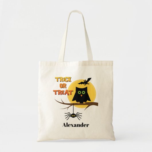 Tote Bag Chouette éffrayante ou traitement Halloween (Devant)