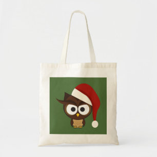 Tote Bag Chouette en colère portant le chapeau de Santa