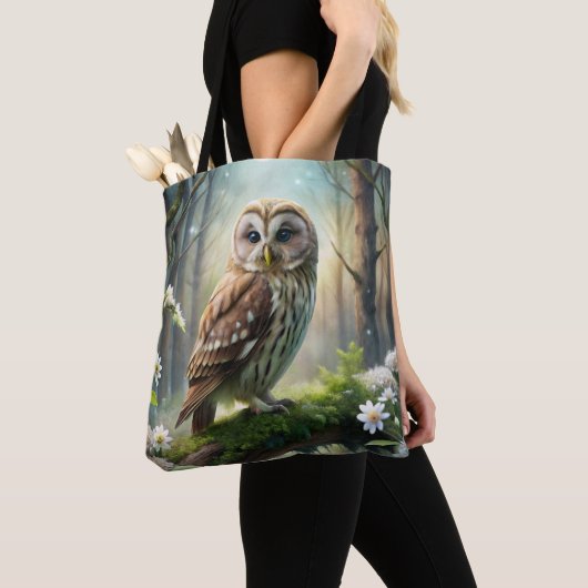 Tote Bag Chouette en forêt (De près)