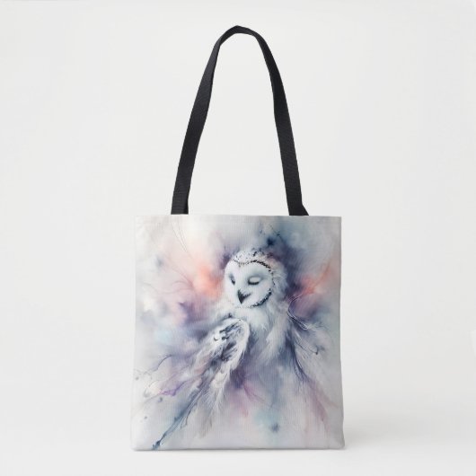 Tote Bag Chouette enchaînée en aquarelle (Devant)