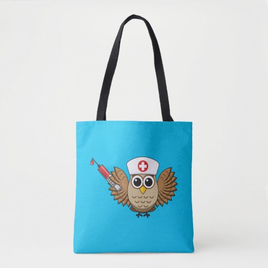 Tote Bag Chouette infirmière mignonne avec dessin à la seri (Devant)