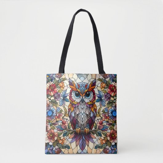 Tote Bag Chouette inspirée du vitrail (Devant)