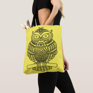 Tote Bag Chouette (jaune) - Fourre-tout