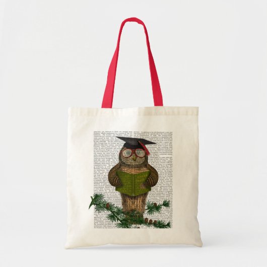 Tote Bag Chouette Lecture Sur Branche (Devant)