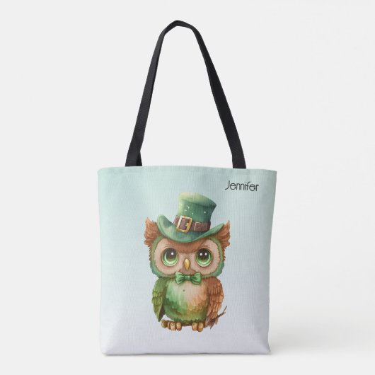 Tote Bag Chouette mignonne dans un chapeau vert (Dos)