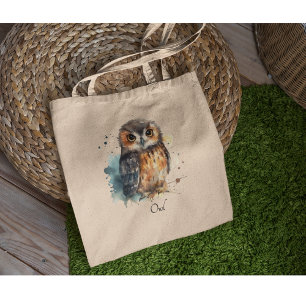 Tote Bag Chouette mignonne en aquarelle
