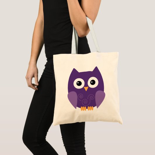Tote Bag Chouette mignonne pourpre - Baguette ou traitement (Devant (produit))