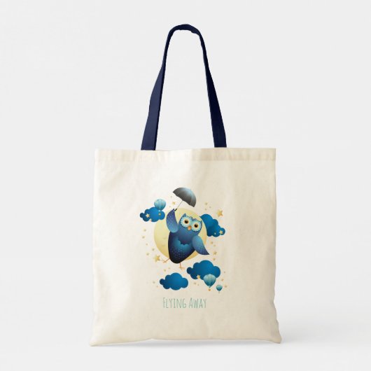 Tote Bag Chouette mignonne volant avec parapluie (Dos)