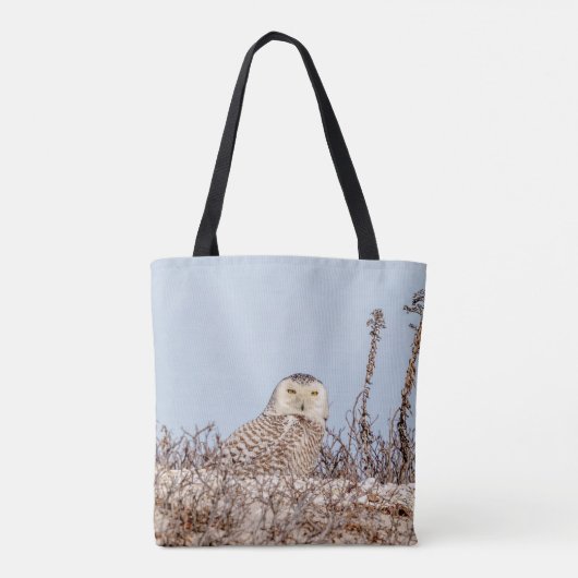 Tote Bag Chouette neige assise sur la plage (Dos)