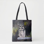 Tote Bag Chouette neige de la forêt blanc pourpre (Devant)