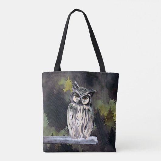 Tote Bag Chouette neige de la forêt blanc pourpre (Dos)