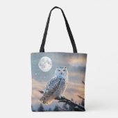 Tote Bag Chouette neigeuse en hiver au clair de lune avec c (Dos)