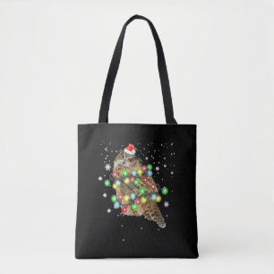 Tote Bag Chouette Noël Lumières Drôle Noël Chouette Adulte 