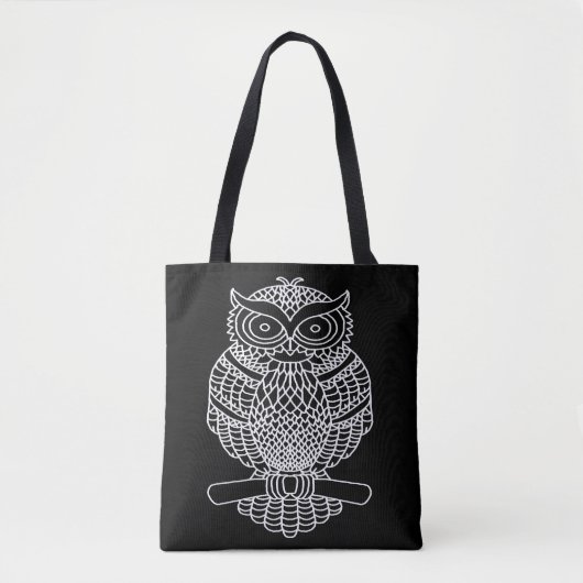 Tote Bag Chouette (noire) - Fourre-tout (Devant)