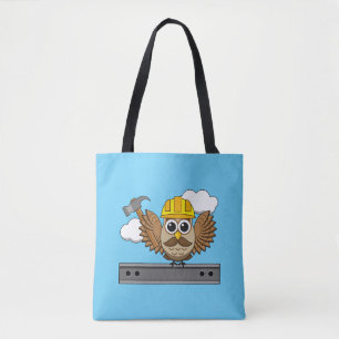 Tote Bag Chouette ouvrière de construction mignonne avec de